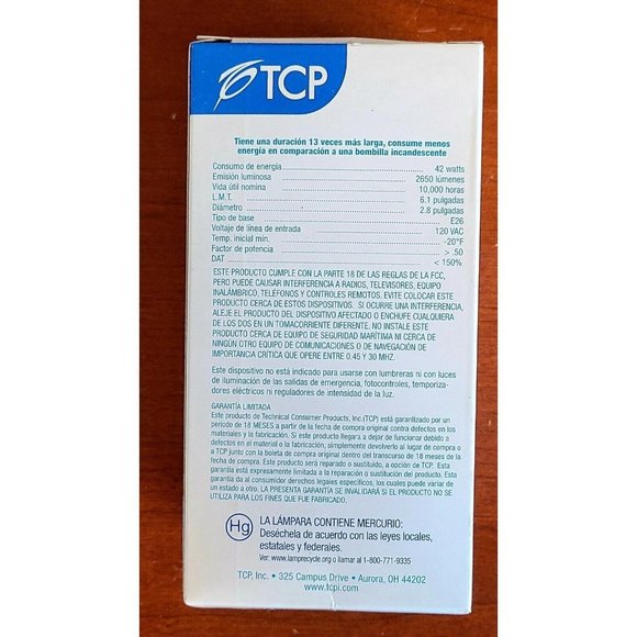 TCP 28942M30K 42W=150W SpringLamp 2650 Lumens 3000K New in Box - Picture 5 of 8